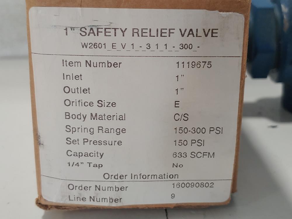 Norriseal 1" Spring Relief Valve VV2601-EV1-311-300