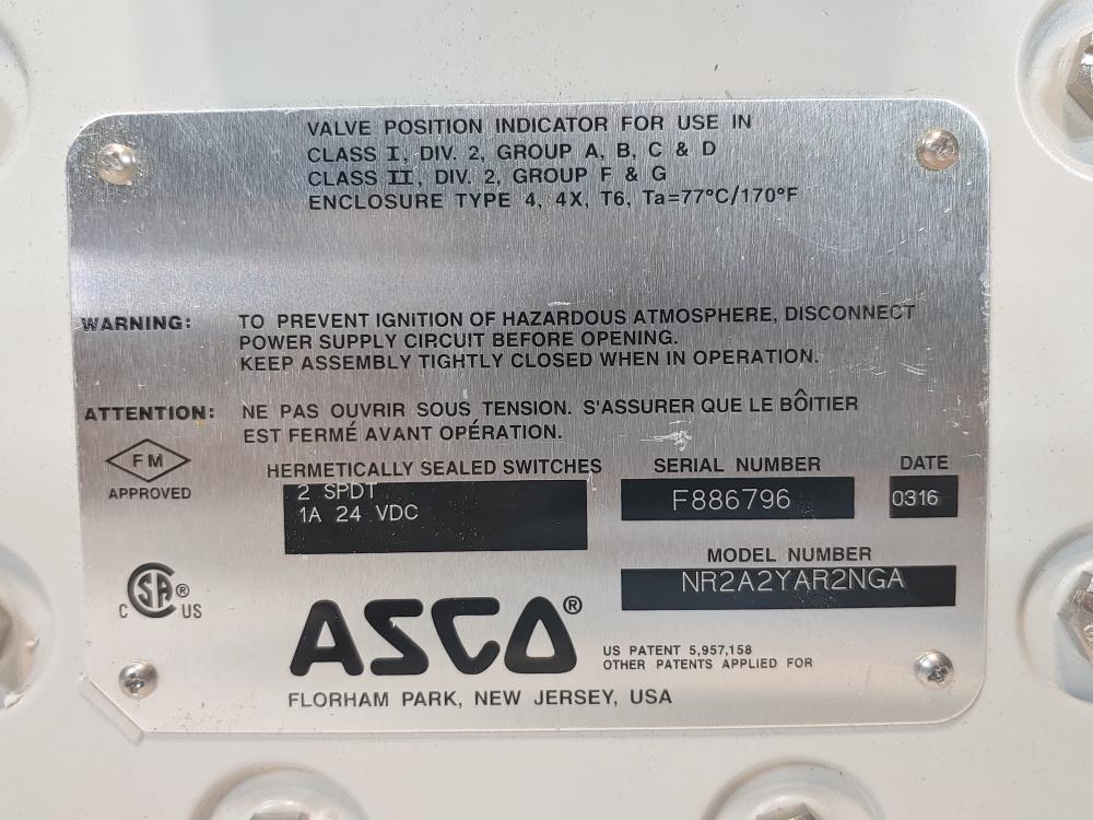 Asco Valve Positioning Indicator NR2A2YAR2NGA