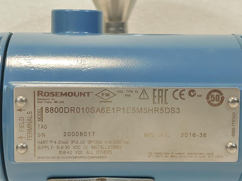 Rosemount 8800DR010SA6E1P1E5M5HR5DS3 Redicer Vortex Flow Metter