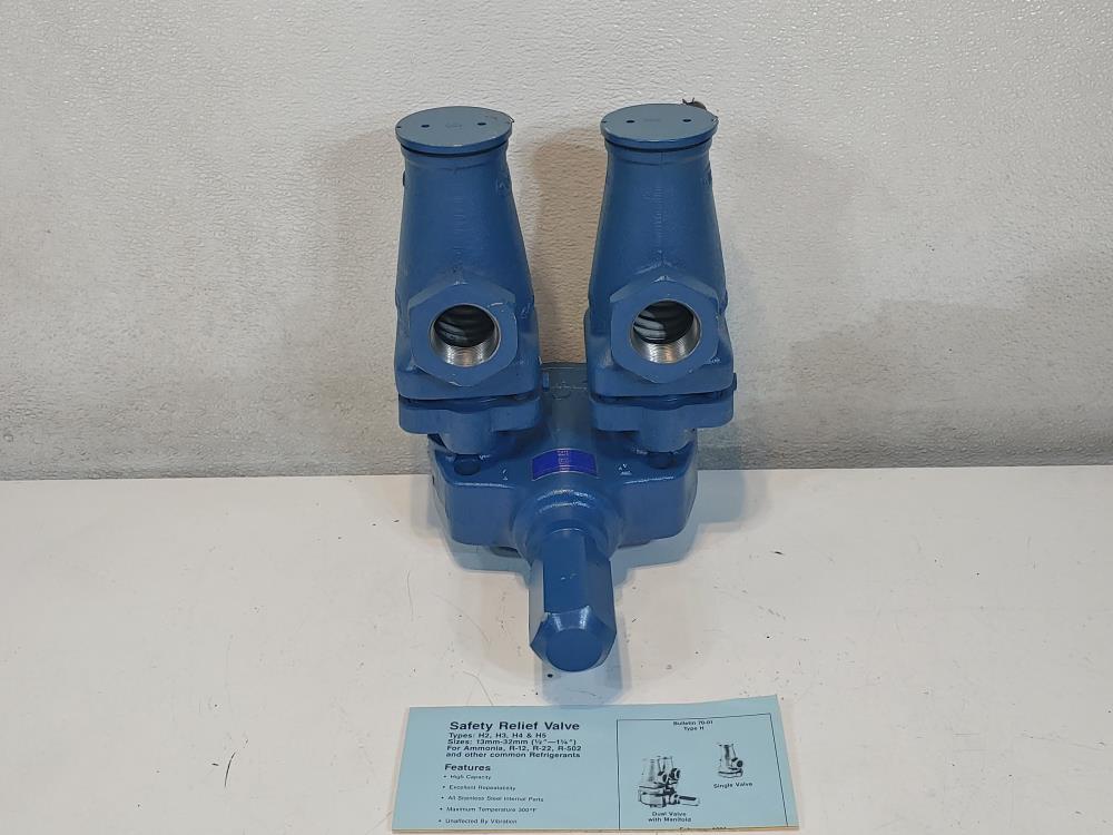 Parker Dual H3 Safety Relief Valve w/ Manifold 3/4" x 1-1/4" NPT