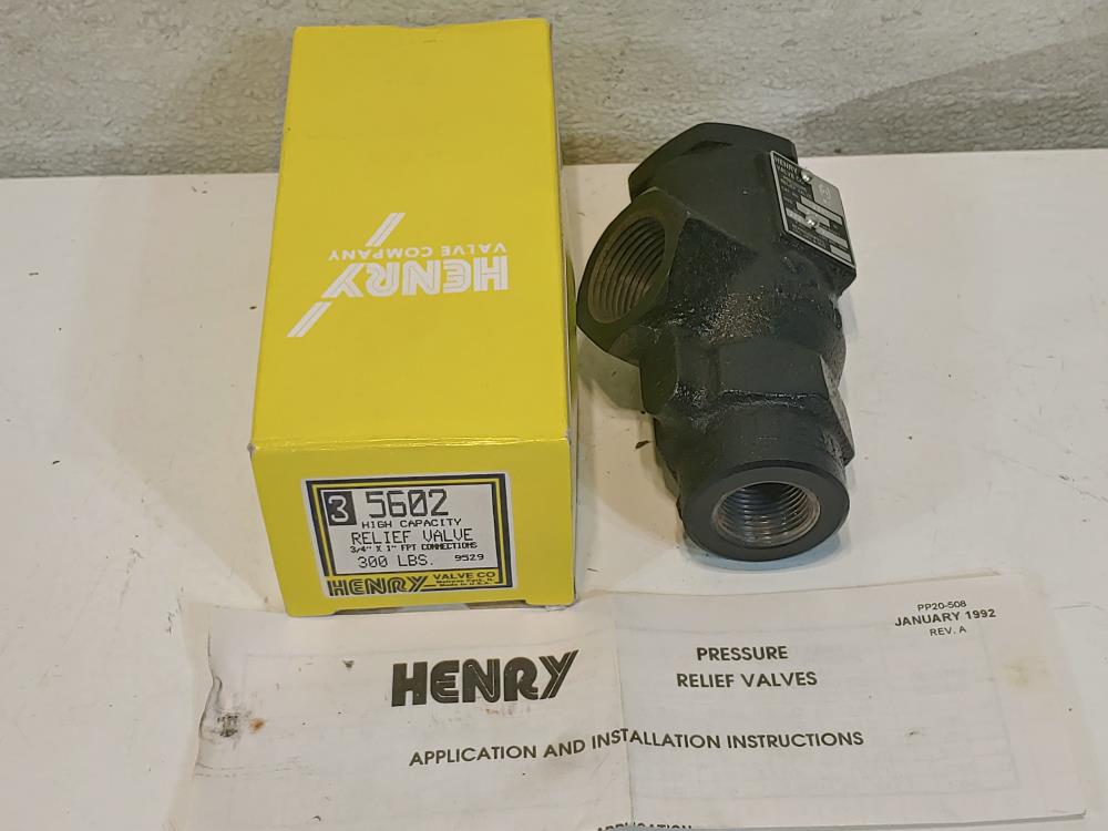 Henry 5602 Angle Type Pressure Relief Valve 3/4" FPT x 1" FPT