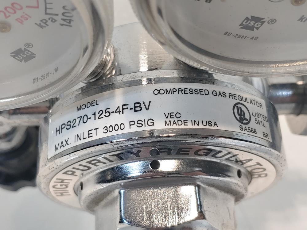 Smith HPS270-125-4F-BV Compressed Gas Regulator 