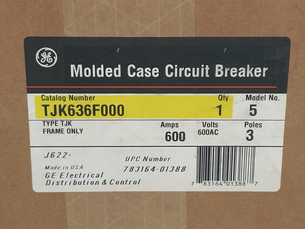 G.E Molded Case Circuit Breaker Cat #TJK636F000 w/ Trip Unit