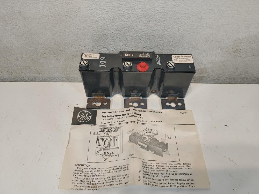 G.E Molded Case Circuit Breaker Cat #TJK636F000 w/ Trip Unit