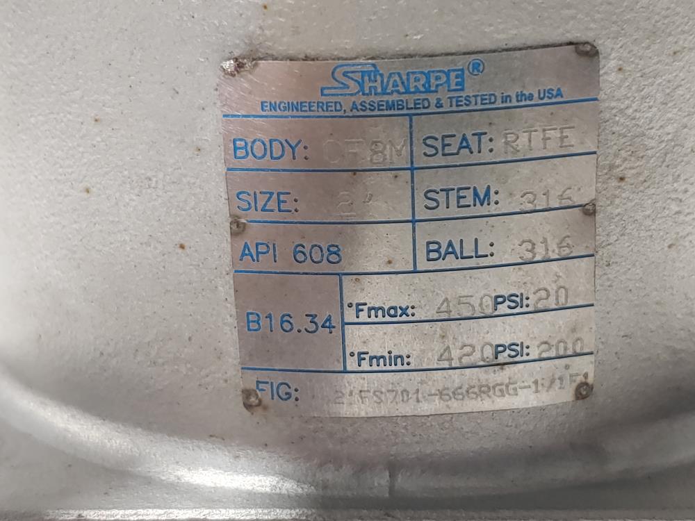 Sharpe 2" 150# RF 2PC CF8M Full Port Ball Valve FIG: 21FS701-666RGG-1/1FL