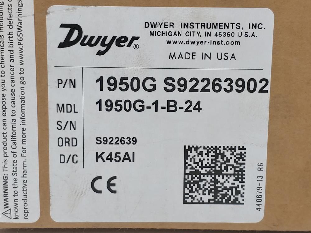 Dwyer Differential Pressure Switch 1950G-1-B-24