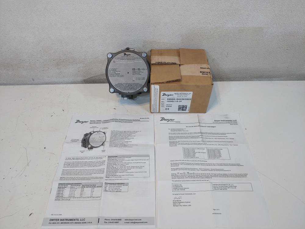 Dwyer Differential Pressure Switch 1950G-1-B-24