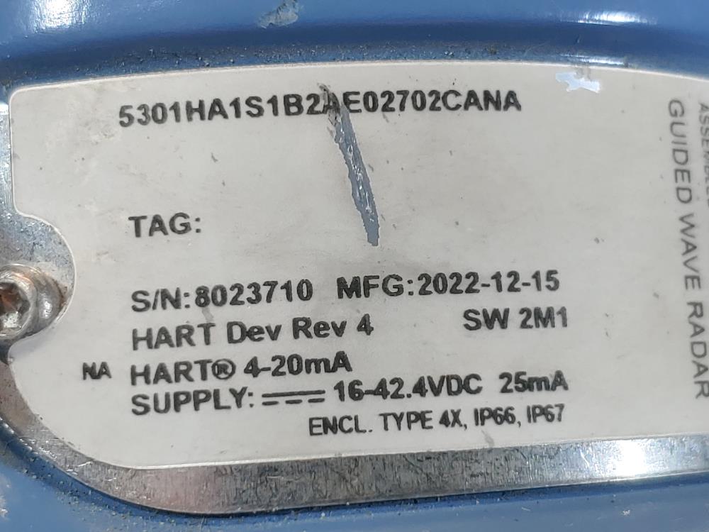 Rosemount 5301 Guided Wave Radar Level Transmitter w/ 4" Flange