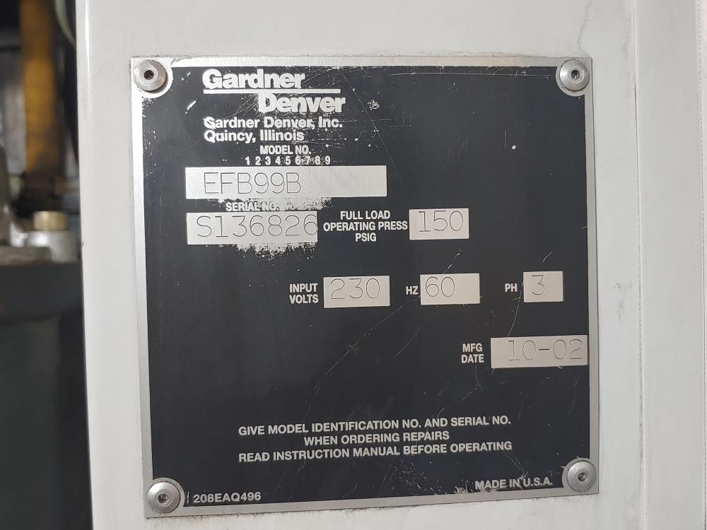 Gardner Denver RotoChamp Base-Mounted Air Compressor Model#: EFB99B