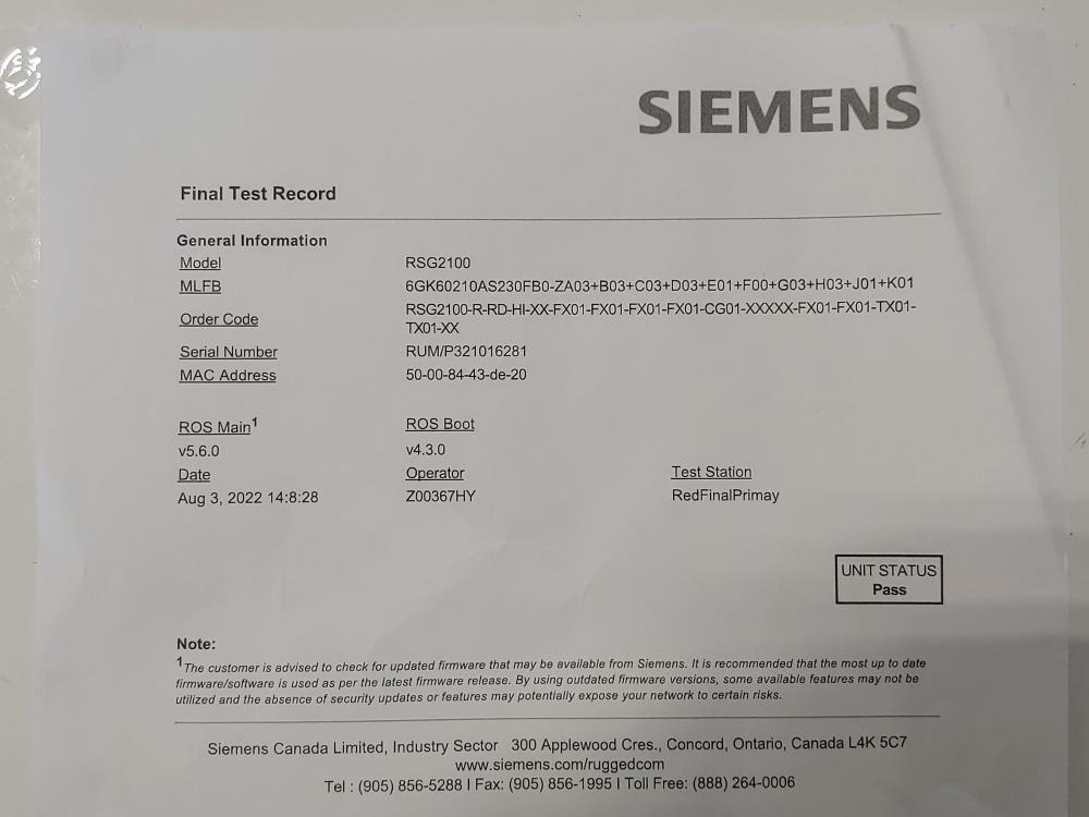 Siemens RUGGEDCOM RSG2100 32M Managed Ethernet Switch 