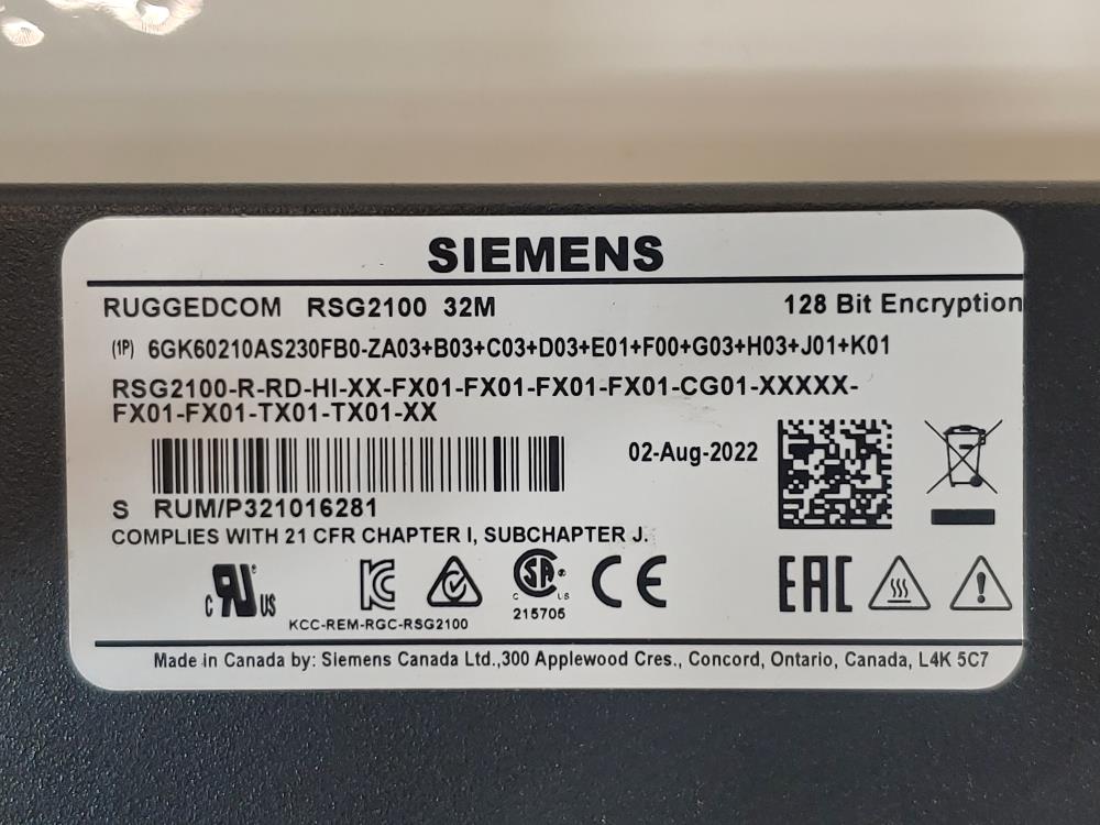 Siemens RUGGEDCOM RSG2100 32M Managed Ethernet Switch 