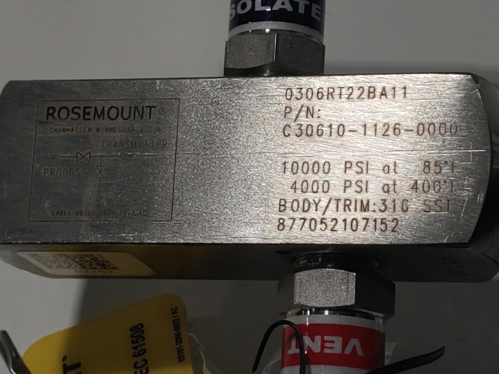Rosemount 3051S In-Line Pressure Transmitter #3051S1TG1A2A11A1AD1K5M5Q4Q8QTT1DO