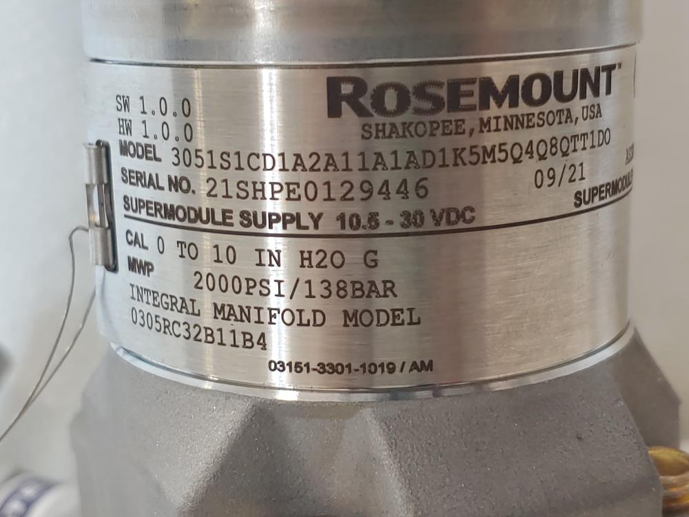 Rosemount 3051S Coplanar Pressure Transmitter 3051S1CD1A2A11A1AD1K5M5Q4Q8QTT1DO