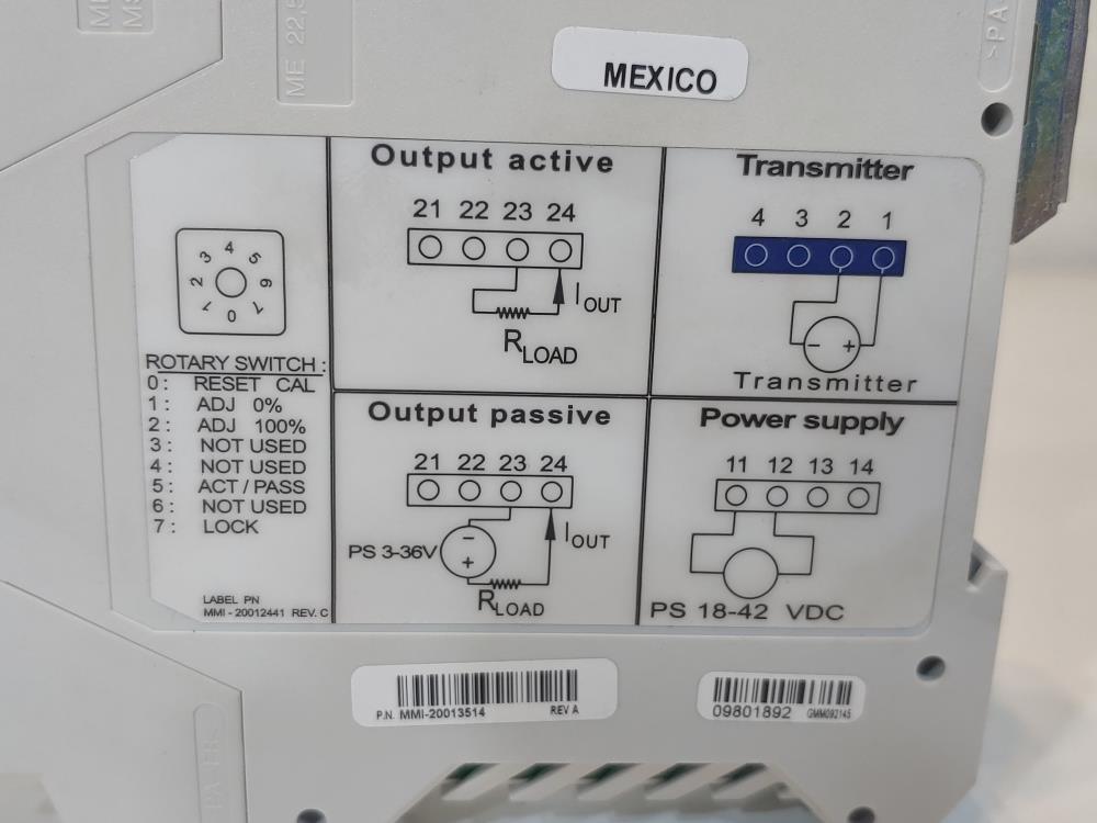 Micro Motion Adapter Barrier Transmitter Output Module Model#: 505