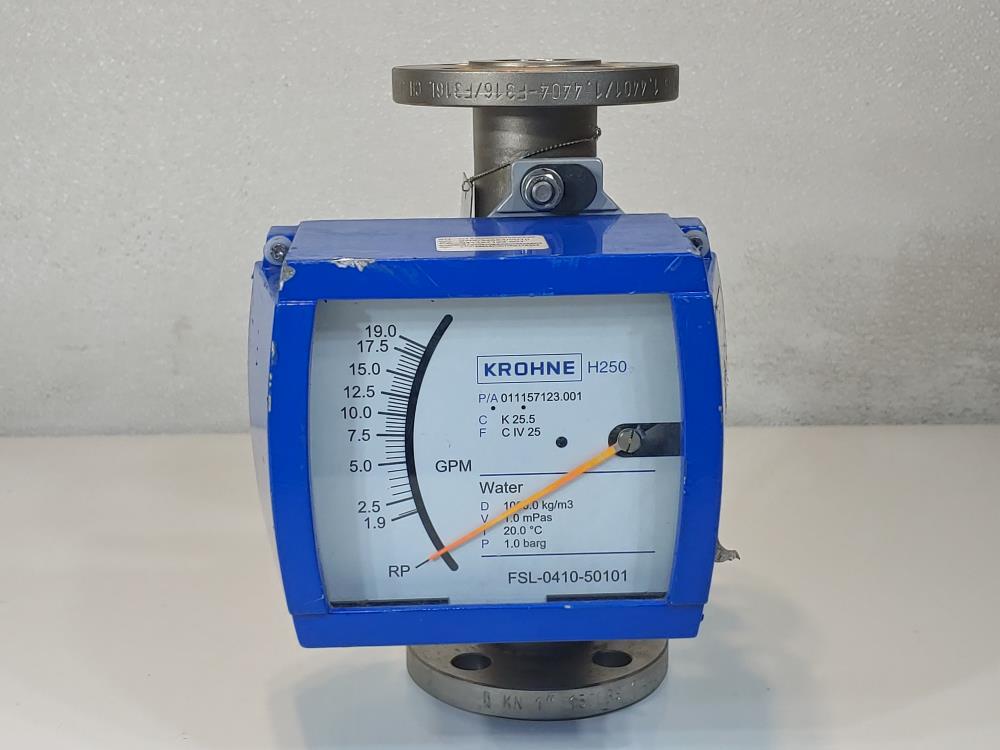 Krohne 1" 150# Stainless Steel Variable Area Flowmeter H250/RR/M9S/K1
