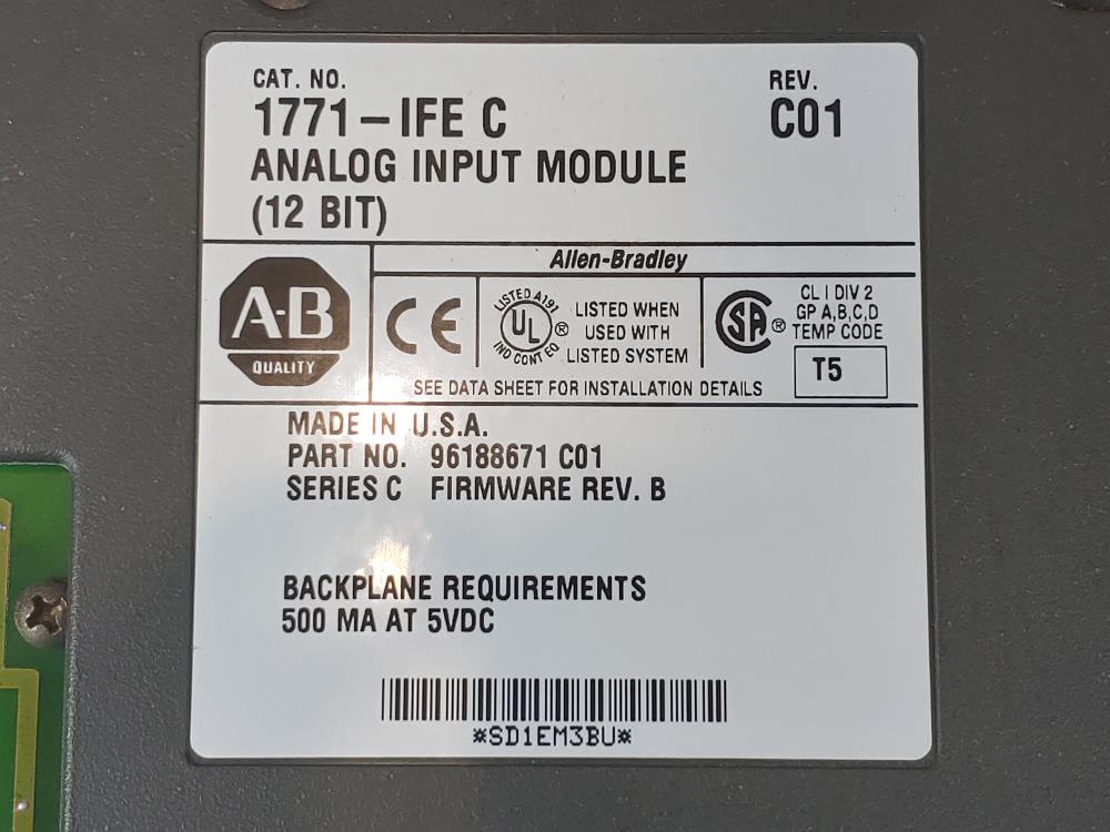 Allen Bradley 1771-IFE C Analog Input Module ( 12 BIT )