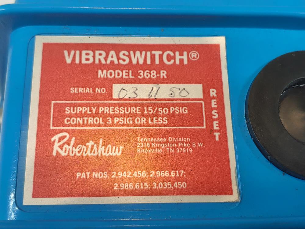 Robertshaw Vibration Switch 368-R Housing Pneumatic Operation
