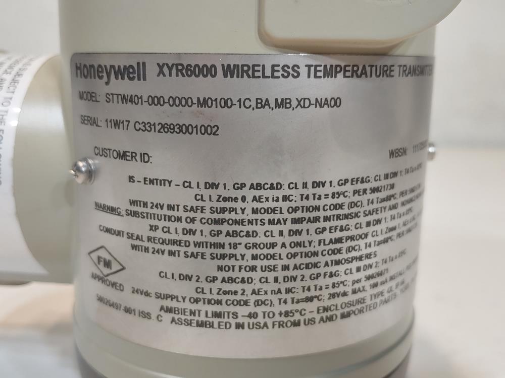Honeywell STTW401-000-0000-M0100-1C,BA,MA,XD-NA00 Wireless Temp Transmitter 