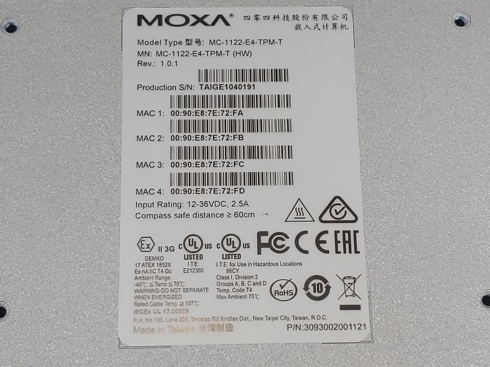Honeywell MOXA Wireless Device Manager 51156525-100 / MC-1122-E4-TPM-T