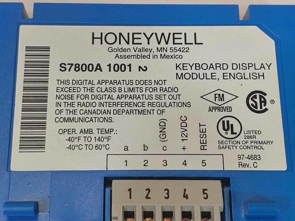 Honeywell S7800A 1001 Burner Control Keyboard Display Module