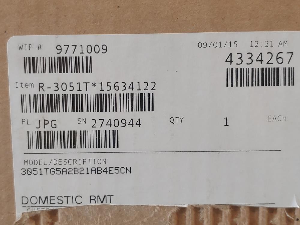 Rosemount 3051T Pressure Transmitter 3051TG5A2B21AB4E5CN
