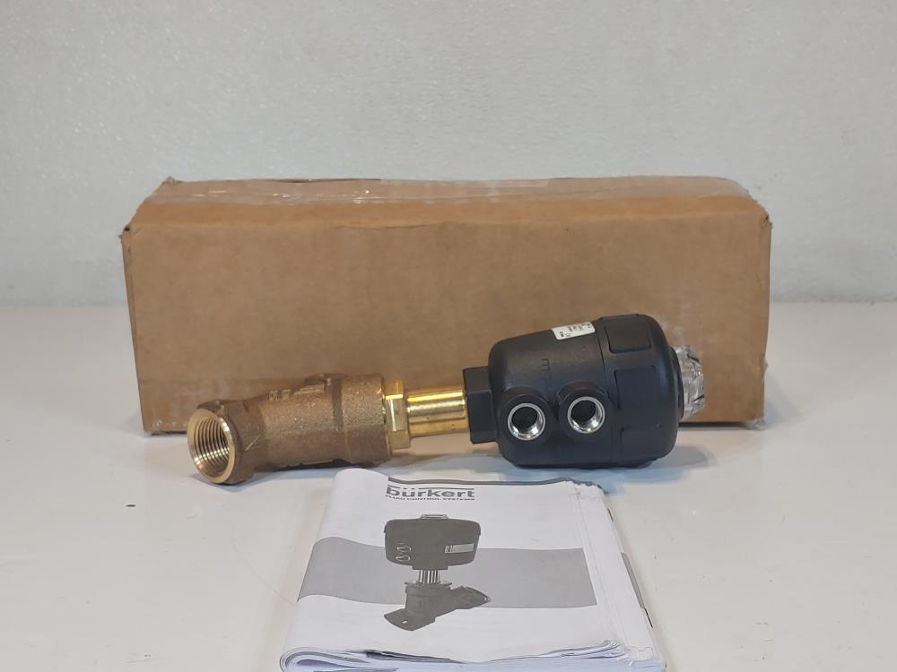 Burkert 3/4" Pneumatic Operated 2-Way Angle Seat Valve, Brass, Cat #7438613