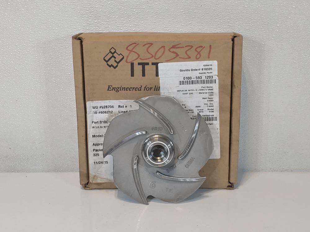 Goulds 3196 1-1/2x3-10 MTX Pump 5-Vane CF8M Impeller  P/N: 54017