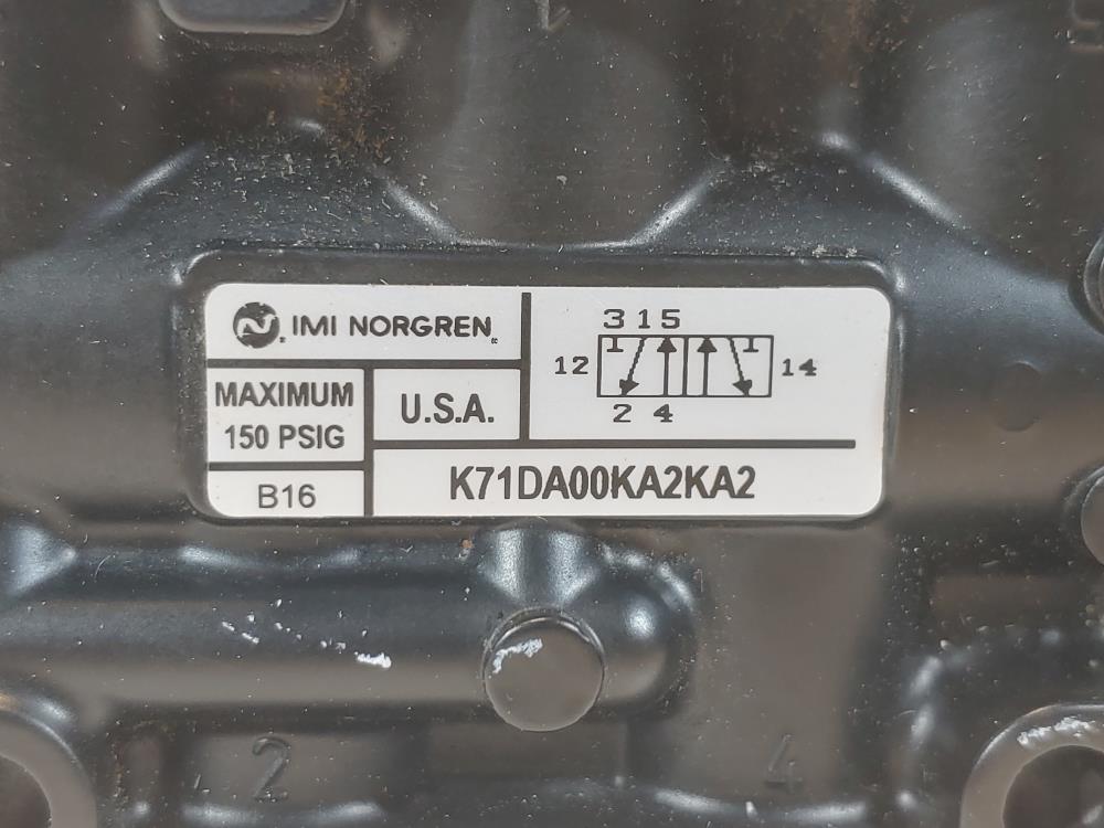 Norgren K71DA00KA2KA2 5/2 Air Actuated Pilot 1/4 NPT Valve Nugget 200 Series 