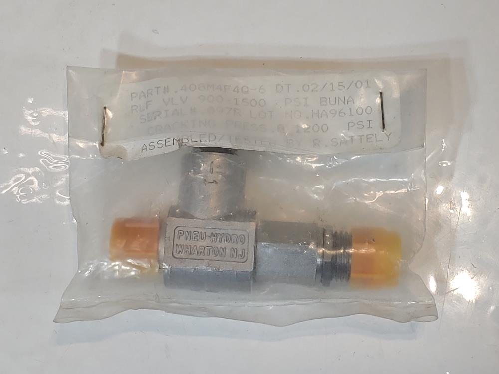 Pneu-Hydro 1/4" NPT Stainless Steel Right Angle Relief Valve 408M4F4Q-6
