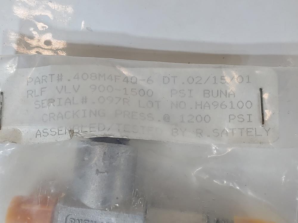 Pneu-Hydro 1/4" NPT Stainless Steel Right Angle Relief Valve 408M4F4Q-6