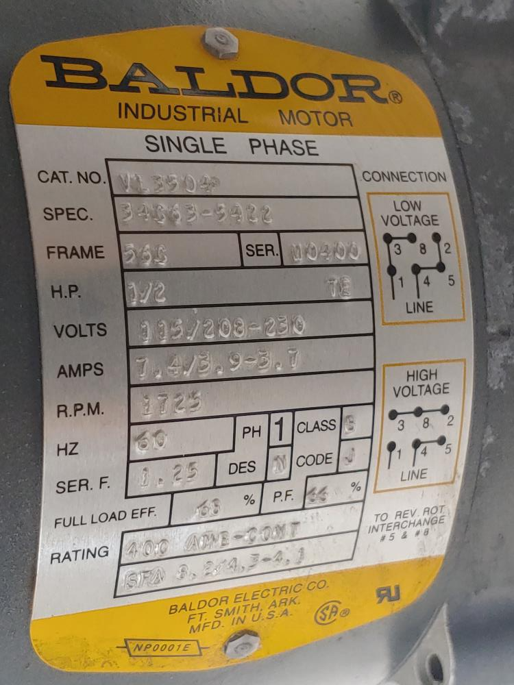 Neptune 65 GPH Proportioning Pump 565-S-N3-FA W/ Baldor 1725 RPM 1/2 HP Motor 