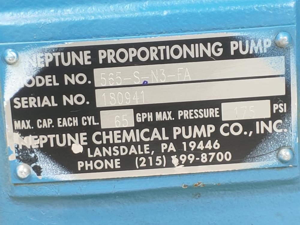 Neptune 65 GPH Proportioning Pump 565-S-N3-FA W/ Baldor 1725 RPM 1/2 HP Motor 