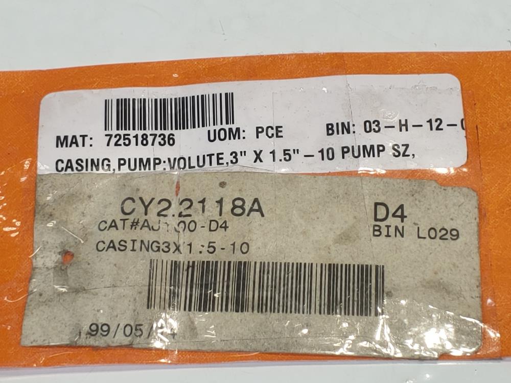 Durco Mark II DT-22117CC Pump Casing CF8M