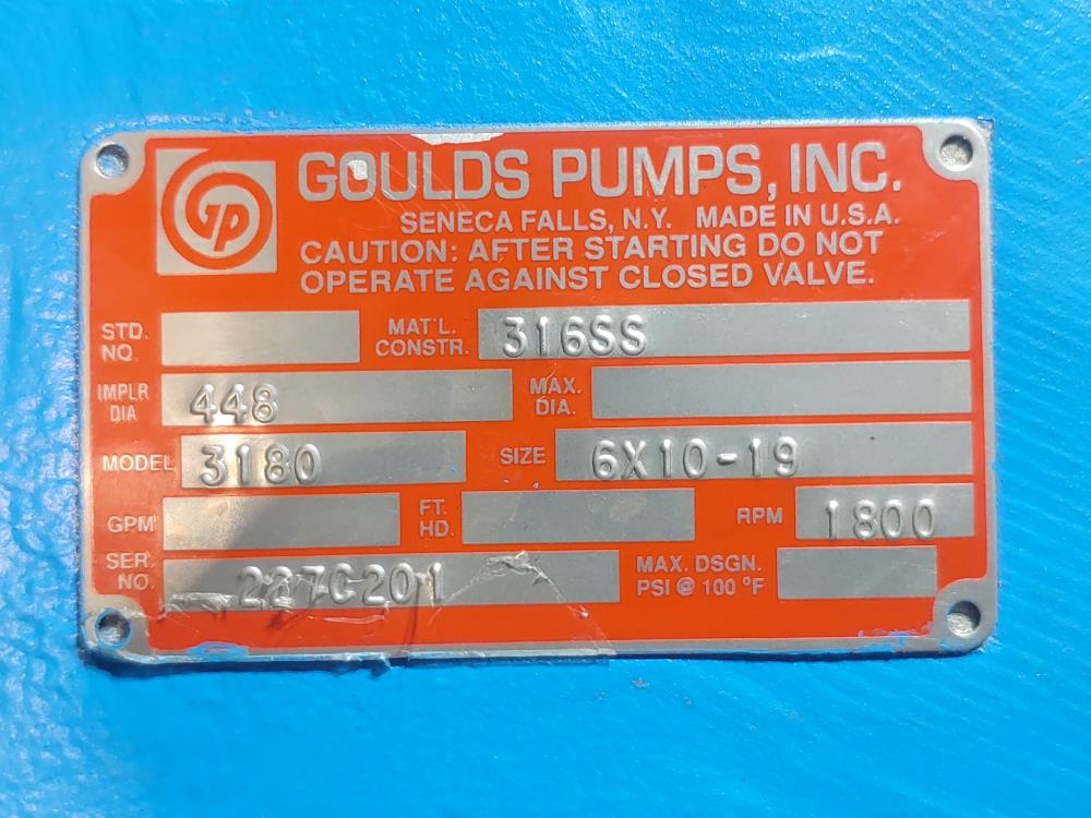 Goulds Casing Volute  For A 3180 Size 6"x10"-19  w/ Stuffing Box Cover