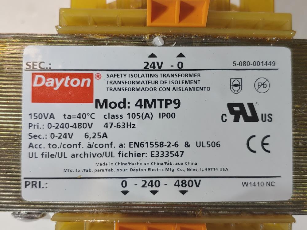Dayton Control Transformer - Model#: 4MTP9
