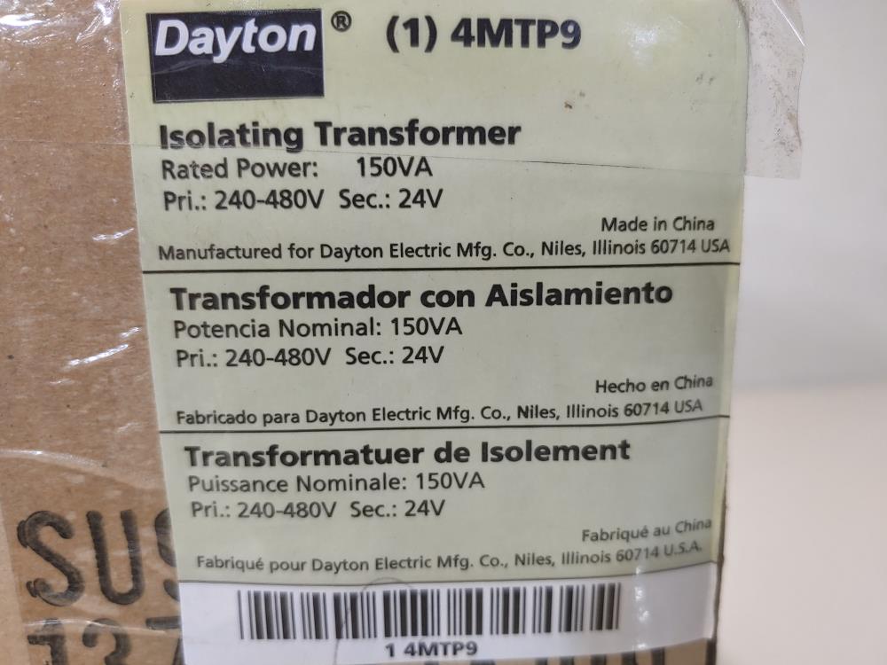 Dayton Control Transformer - Model#: 4MTP9