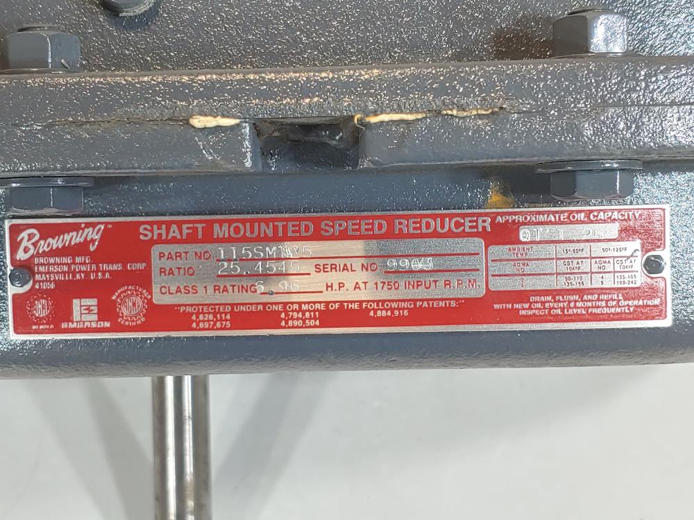 Browning 115SMT25 Shaft Mounted Speed Reducer - Ratio: 25.4545