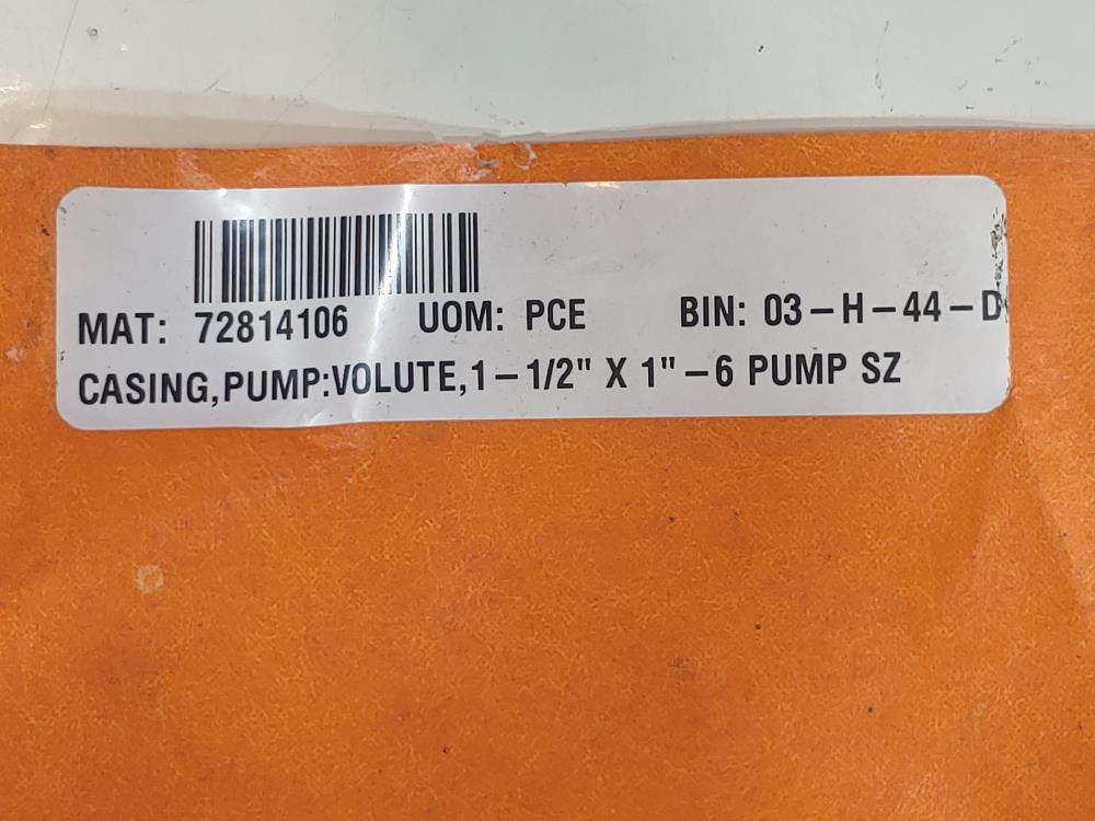 Durco 1K 1.5"x1"-6 Pump Casing,  DT53174A, CF8M