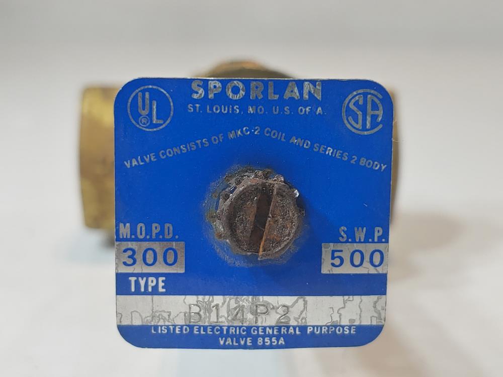 Sporlan 1/2" FNPT B14P2,  2-Way Normally Closed Solenoid Valve 