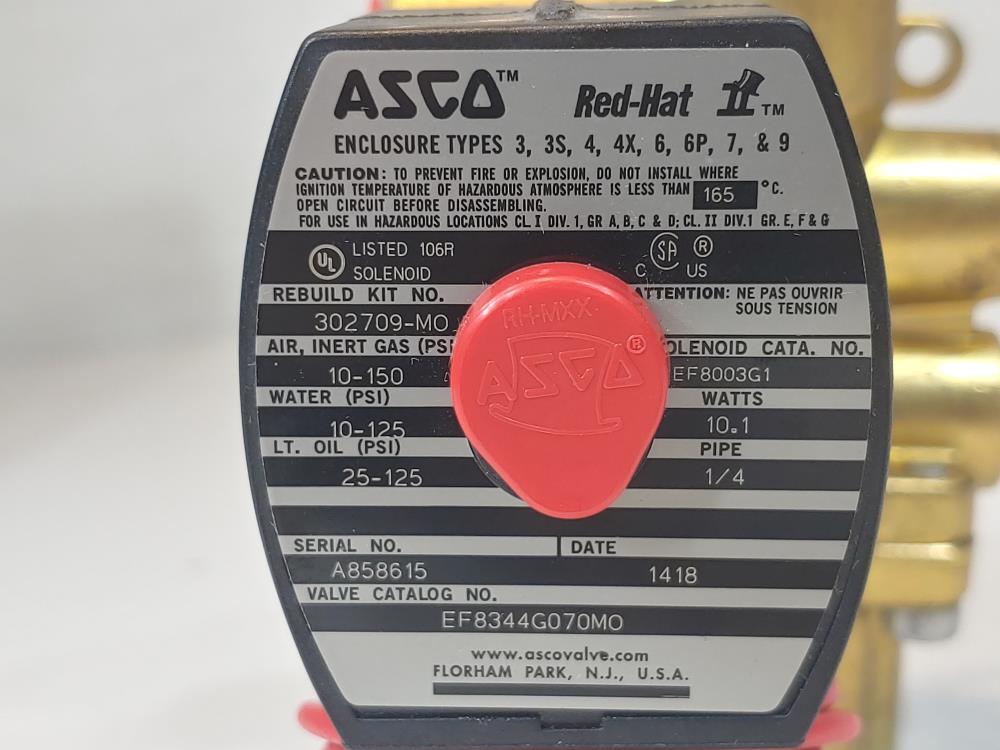 Asco 1/4" NPT 4-Way/2 Position Popped Solenoid Valve EF8344G070M0/EF8003G1