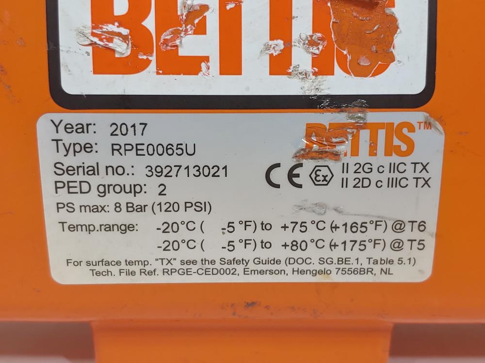 Bettis  Actuator RPE0065U w/ Westlock Limit Switch Positioner 9479NBY2B2MO600