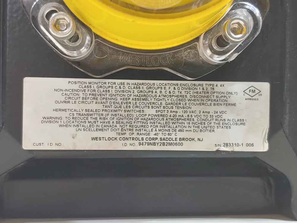 Bettis  Actuator RPE0065U w/ Westlock Limit Switch Positioner 9479NBY2B2MO600