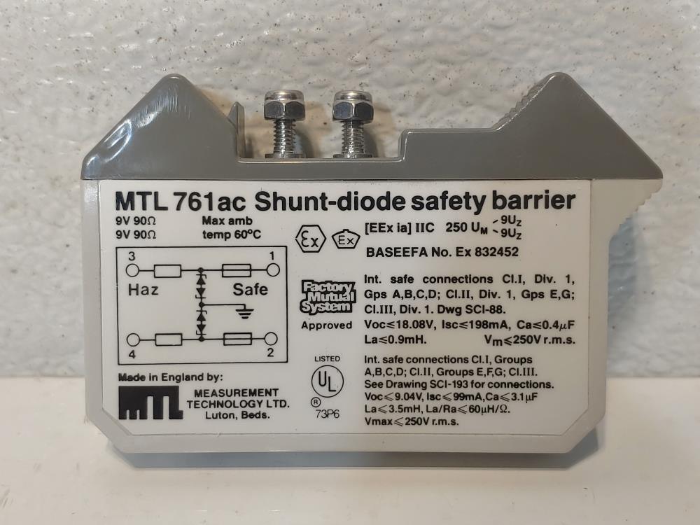 Measurement Technology LTD MTL761AC Shunt-Diode Safety Barrier