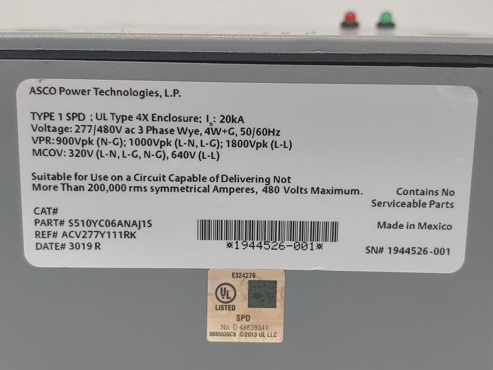 Asco Series 500 Surge Protective Device  S510YC06ANAJ1S
