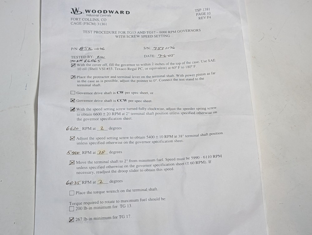 Woodward TG17/ 8516-046 Turbine Governor *** Reconditioned/Unused ***