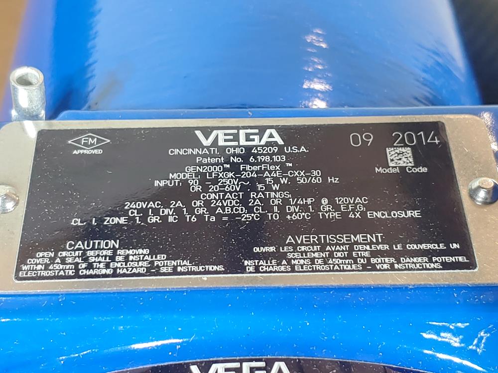 Ohmart Vega Gen 2000 FiberFlex Level Sensor LFXGK-204-A4E-CXX-30