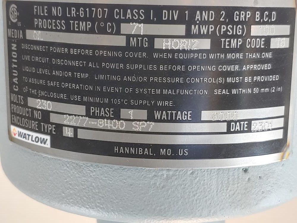 Watlow LR-61707 Tubular Plug Immersion Heater - Product #2277-8400
