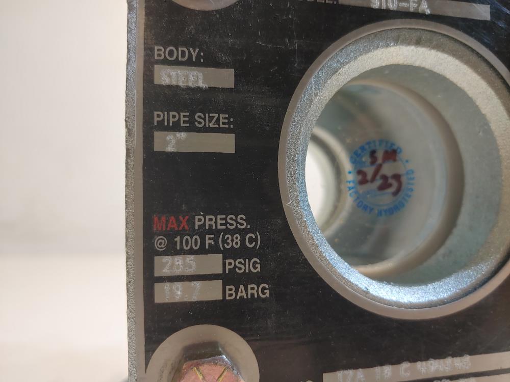 Jacoby Tarbox 910-FA 2" Flanged CS Tempered Boro Plain Sight Flow Indicator 