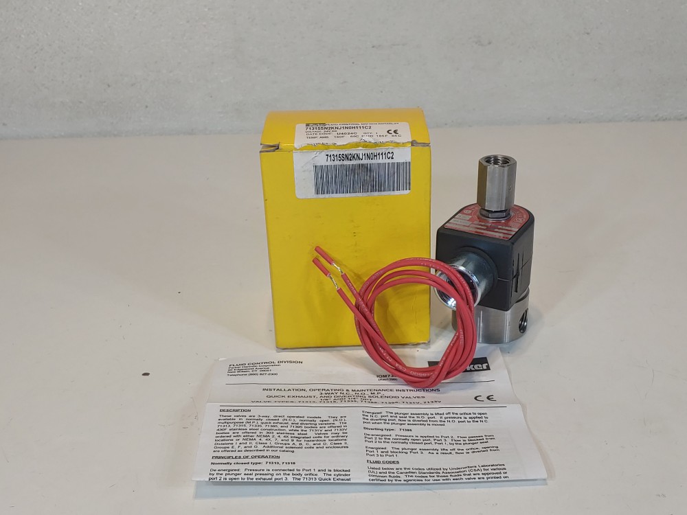 Parker 71315SN2KNJ1N0H111C2 3-Way 1/4" Solenoid Valve