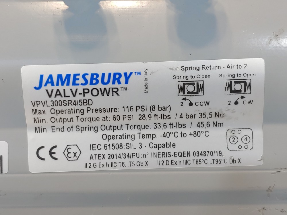 Jamesbury 2" 150# Actuated Flanged 2-PC Ball Valve Series 9000 2915 0313600XT2C  